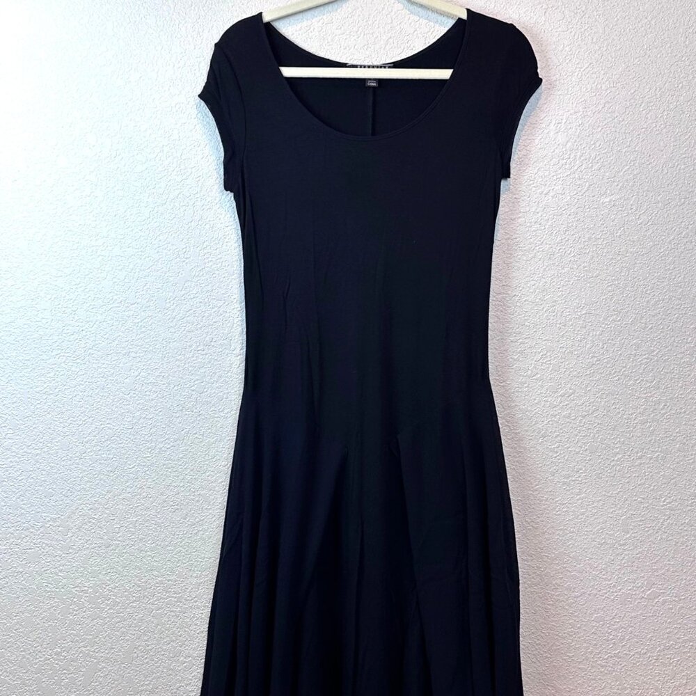 Peruvian Connection Black Shirt Pleated Dress Womens S Soft Lagenlook  Minimal